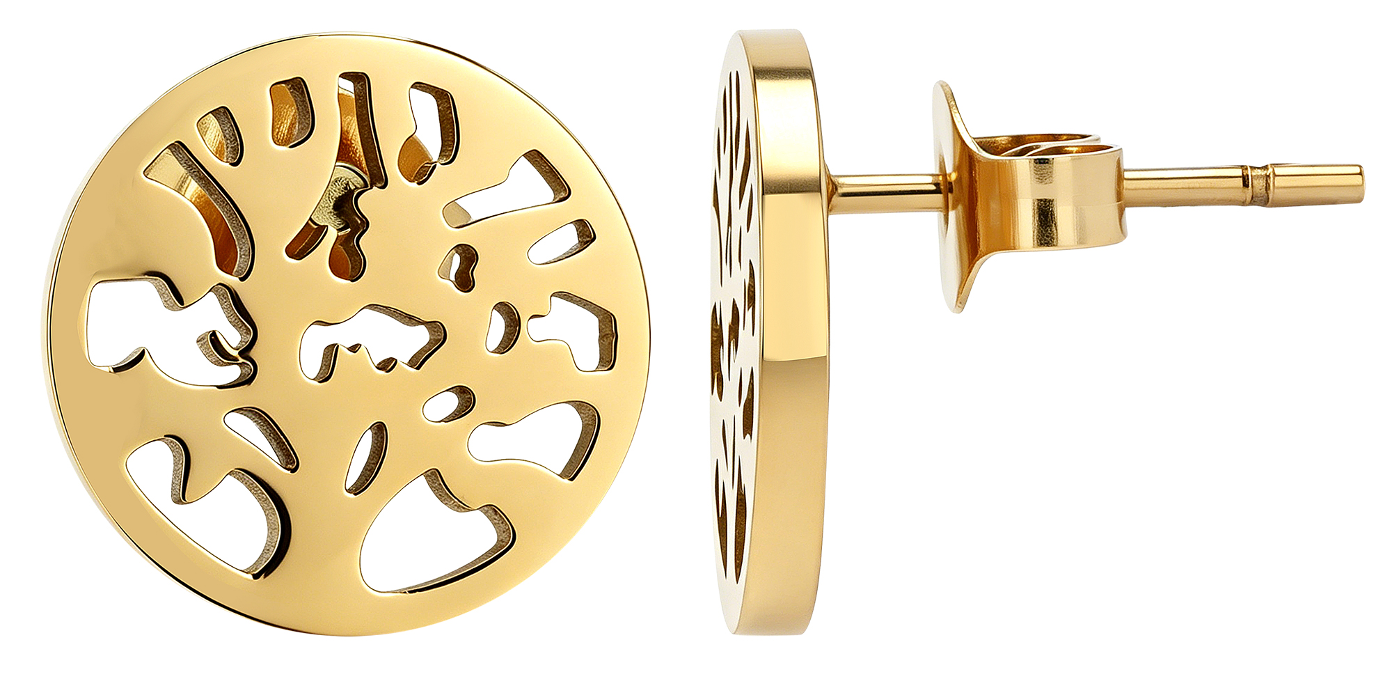 "Lanai" Edelstahl Schmuckset - Lebensbaum, (Kette 45 cm & Ohrstecker), goldfarben