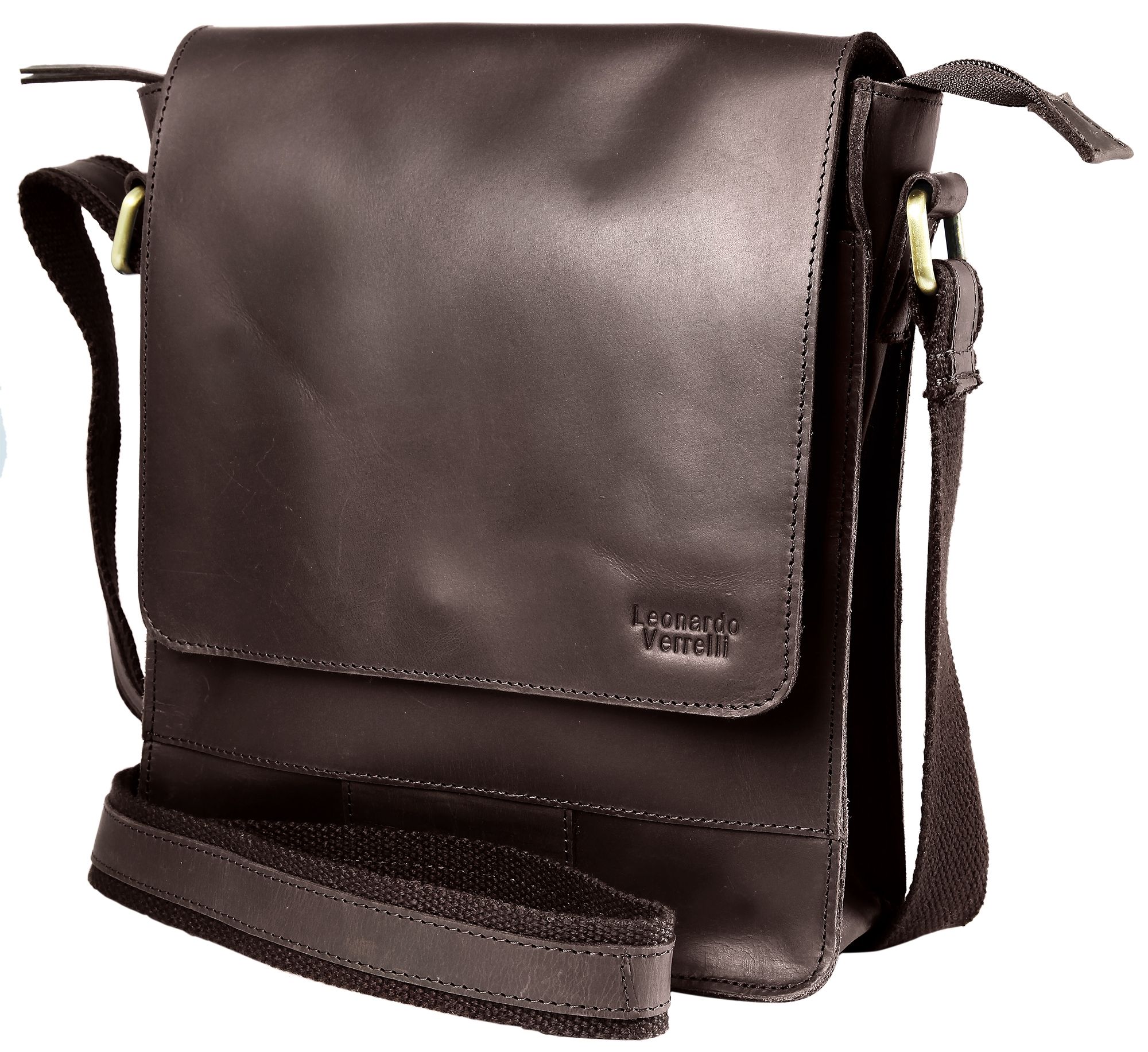 "Sirin" Leonardo Verrelli Echtleder Umhängetasche Echtledertasche, dunkelbraun