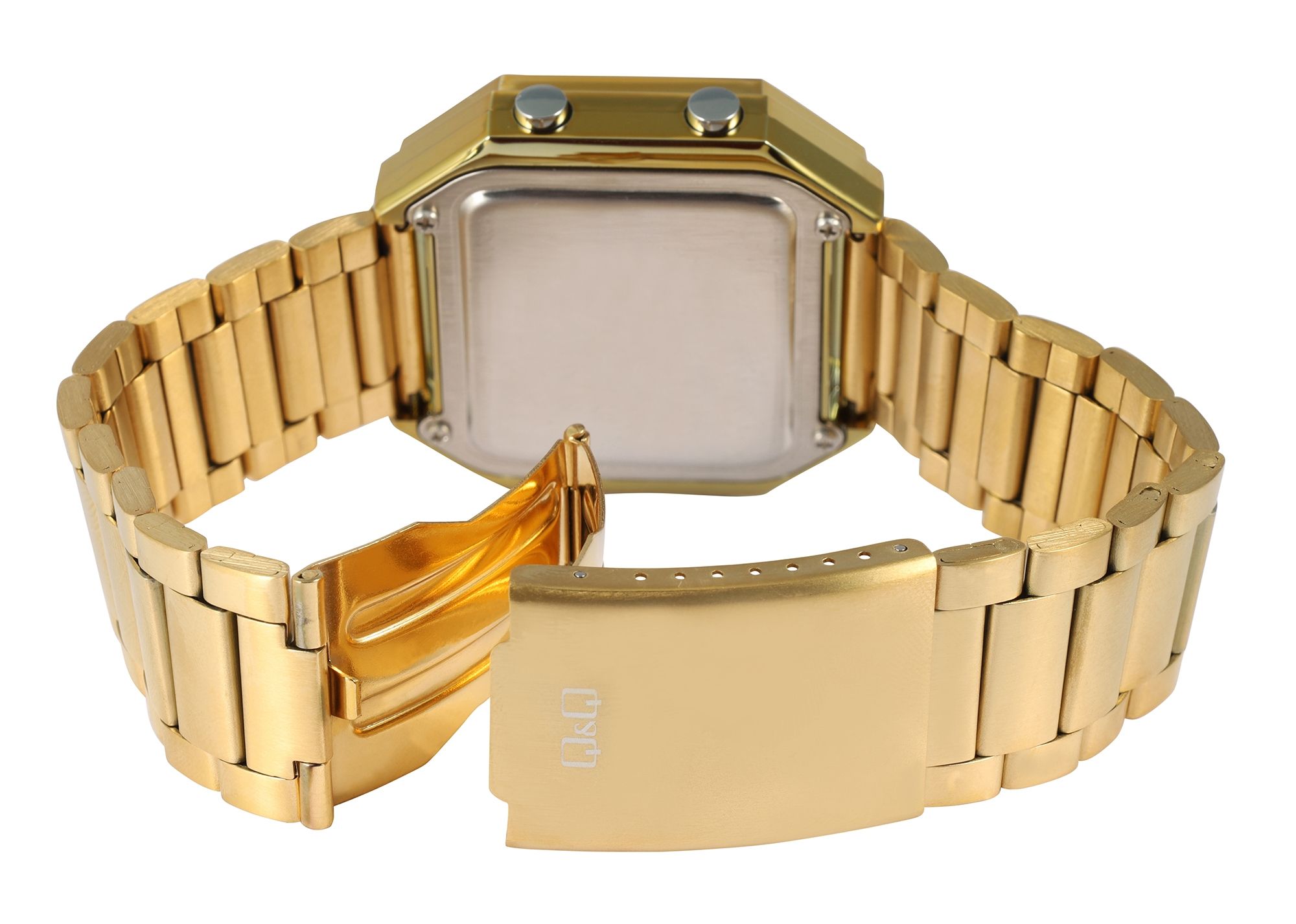 Q&Q Digitaluhr mit Gliederarmband, 5 ATM, goldfarben