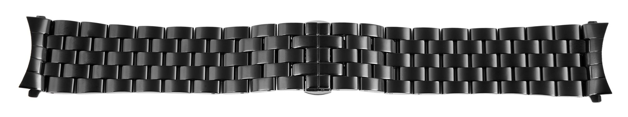 Edelstahl-Uhrenarmband, schwarz, Butterfly-Faltschließe, 22 mm