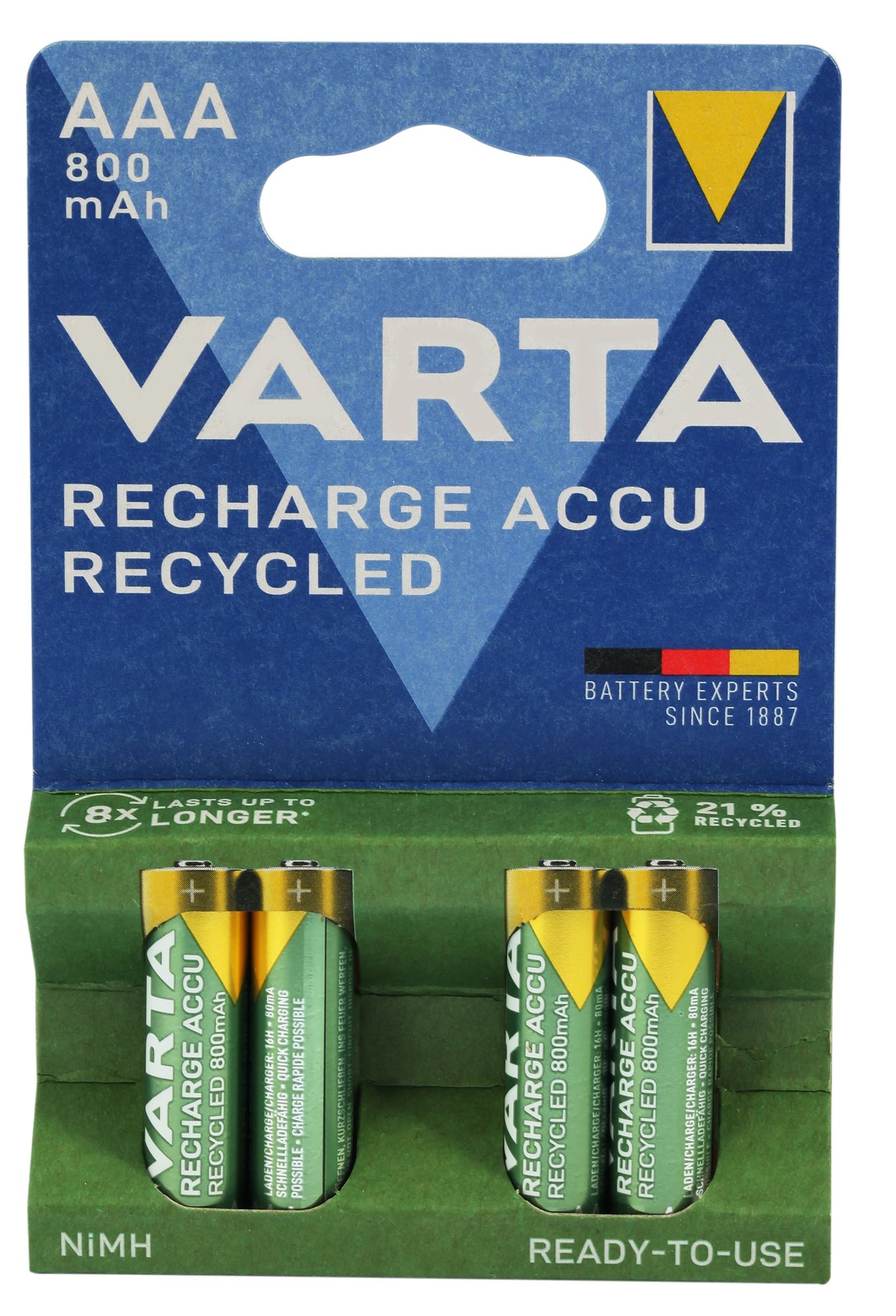 VARTA RECHARGE ACCU Recycled AAA 800mAh, 4er Blister