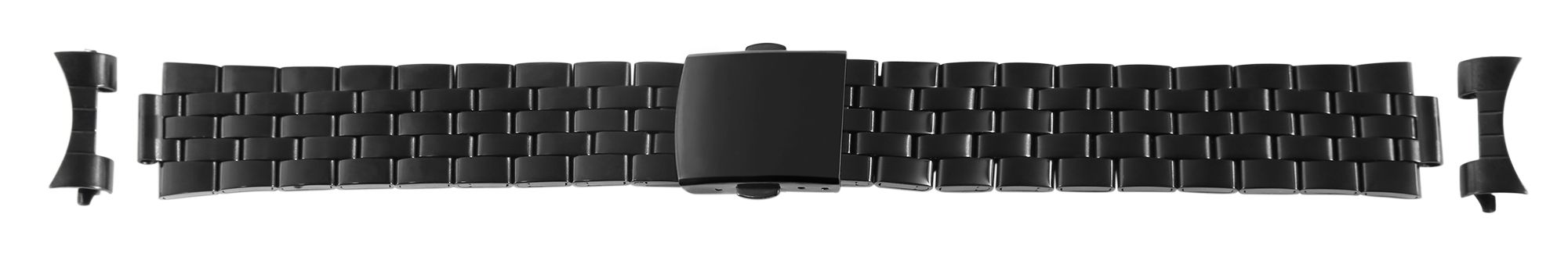 Edelstahl-Uhrenarmband mit Faltschließe, schwarz, 21 mm