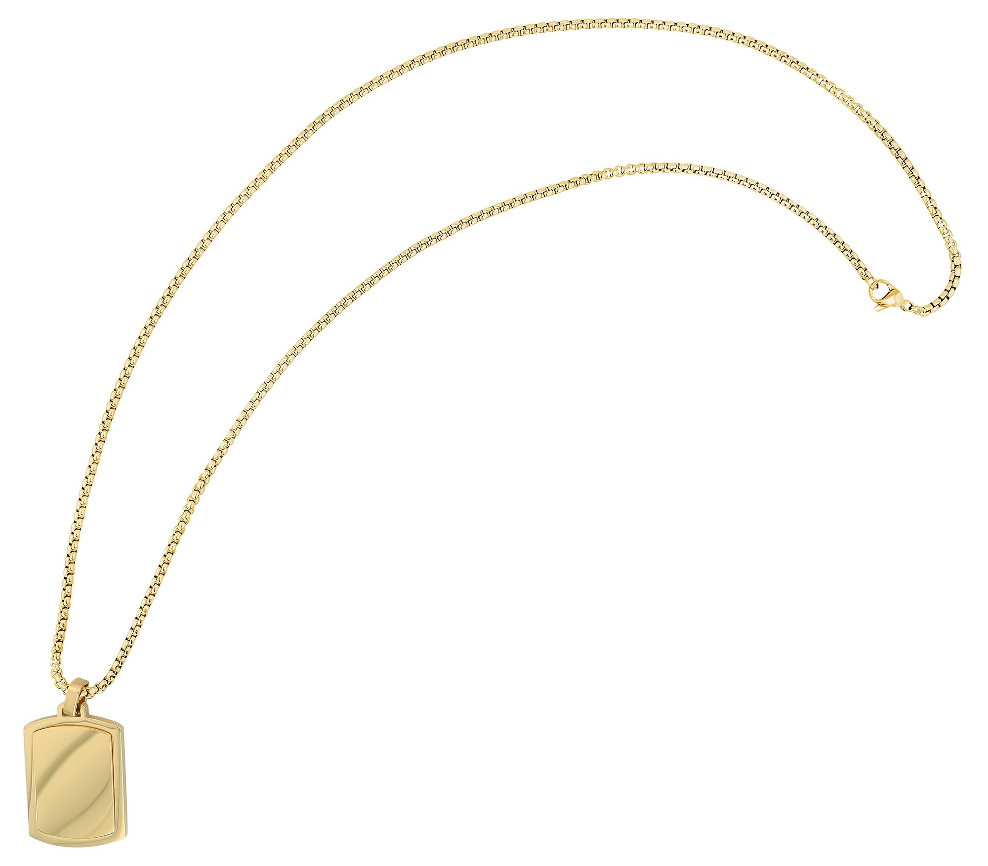 "Nassim" Kette mit Dogtag Anhänger, Edelstahl, 61 cm, goldfarben