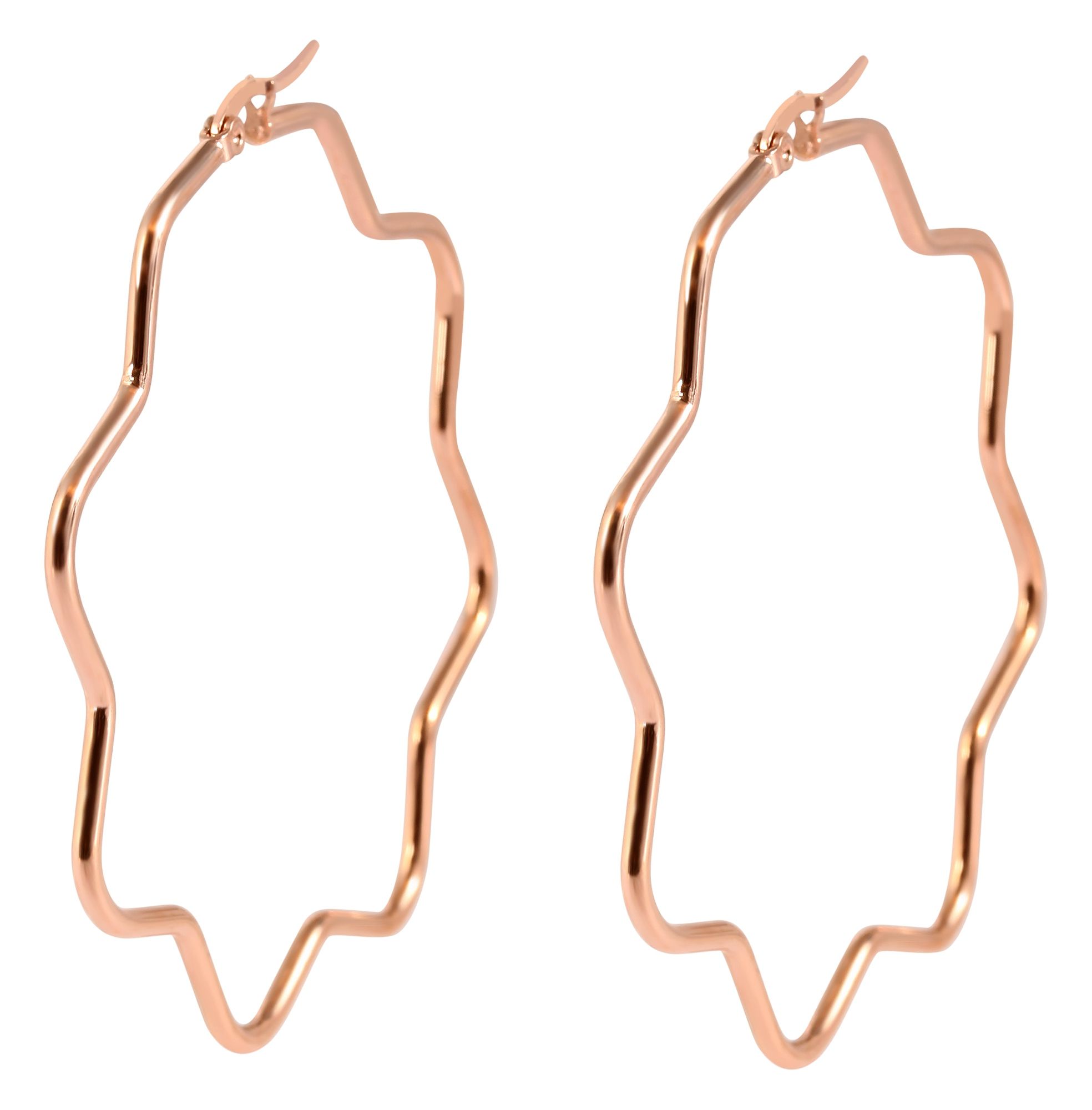 Akzent Edelstahl Creolen, Blume, 65 mm, roségoldfarbig