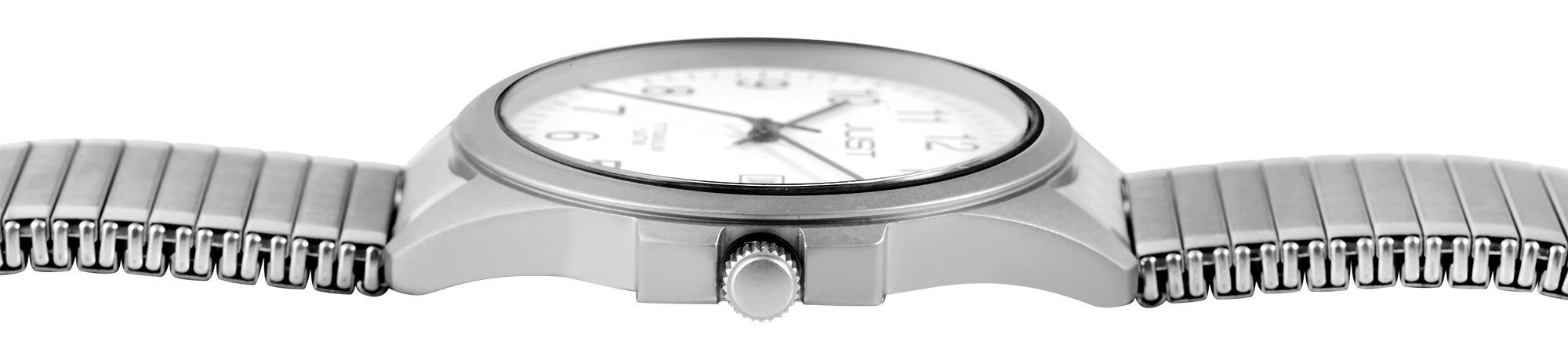 Just Herrenuhr mit Zugarmband, Titan, 5 ATM, weißes ZB