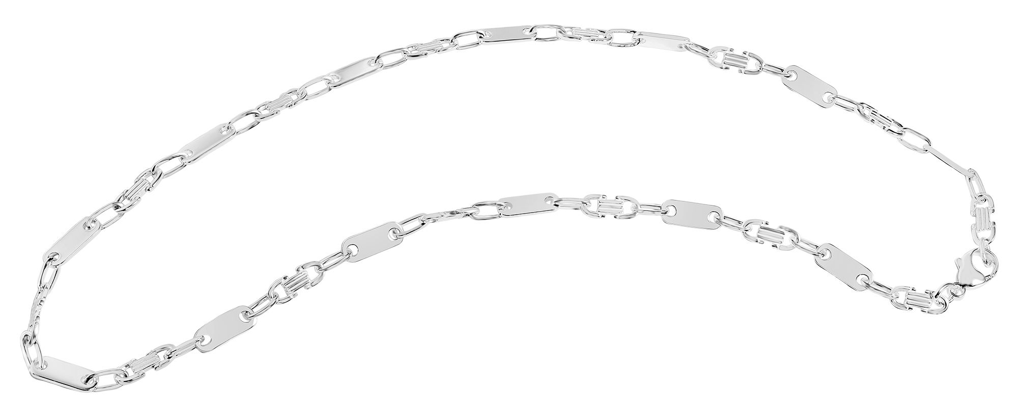 "Bellamy" 925/- Echt Silber Plattenkette, weiß, 55 cm/ 6 mm
