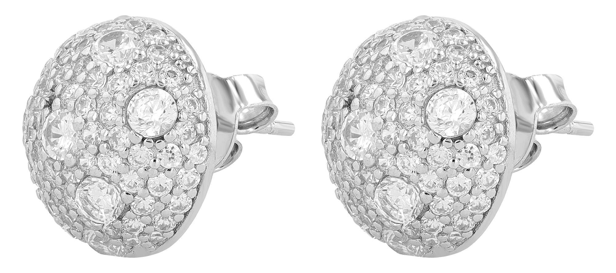 "Nury", 925/- Echt Silber Ohrstecker mit Zirkonia , silberfarbig rhodiniert