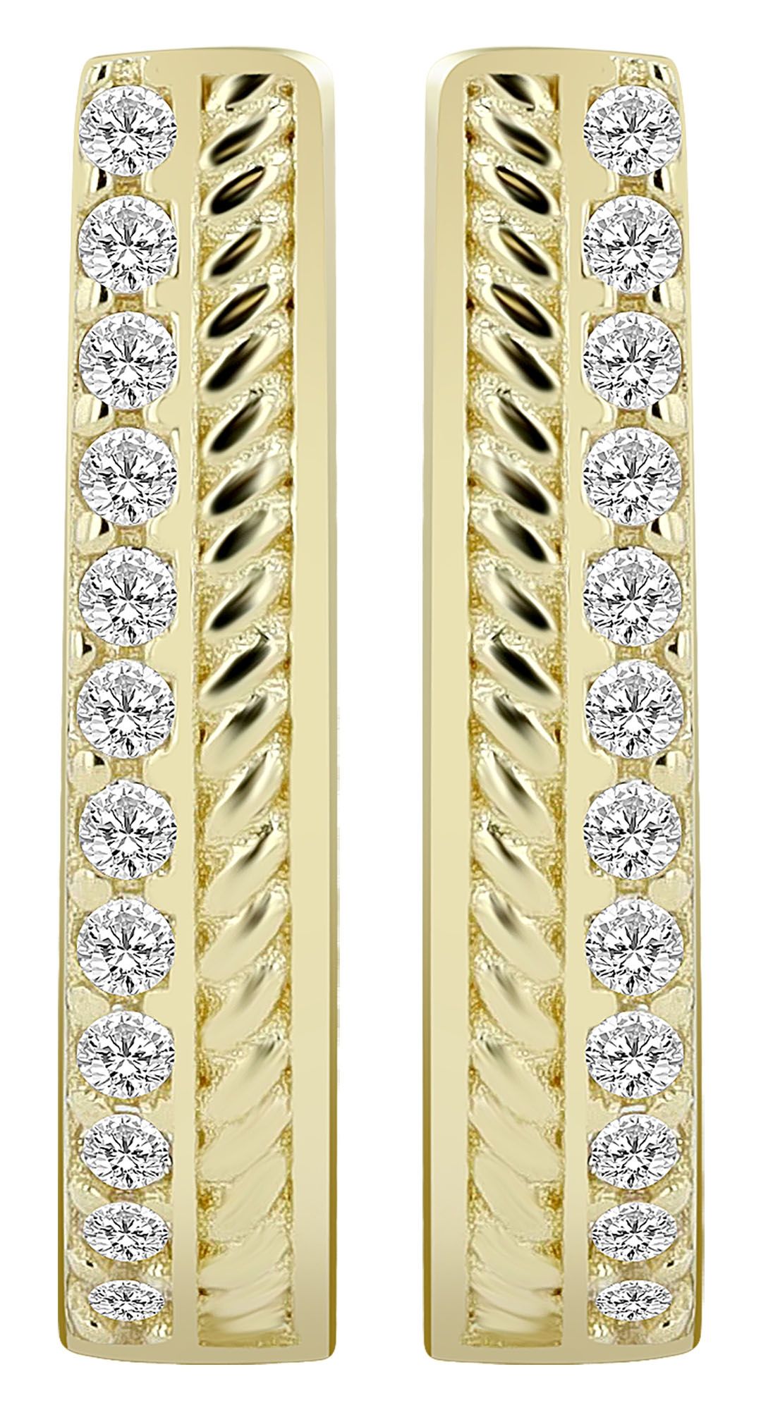 333er Gold Klapp-Creolen "Saida", Gelbgold, Zirkonia, 8 Karat
