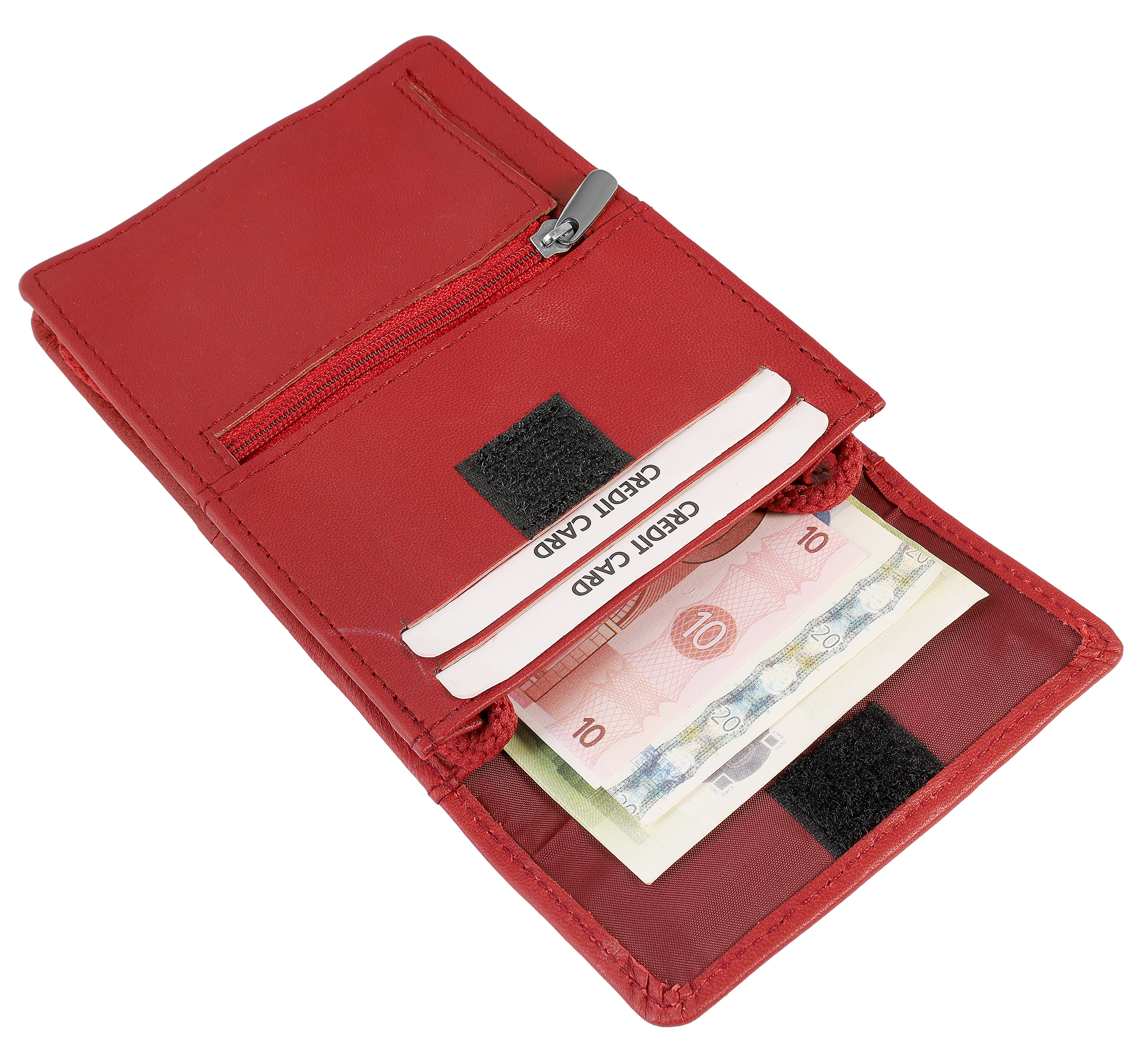 Steinmeister Echtleder Umhänge-Geldbörse/ Brustbeutel, rot
