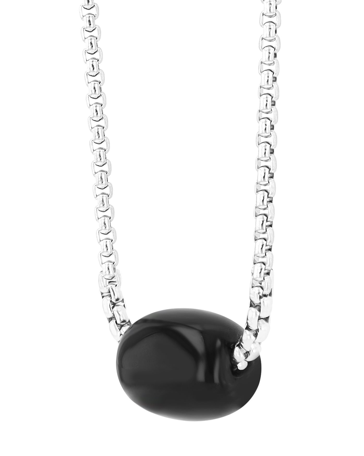 Akzent Halskette mit Onyx Anhänger, silberfarben, 61 cm