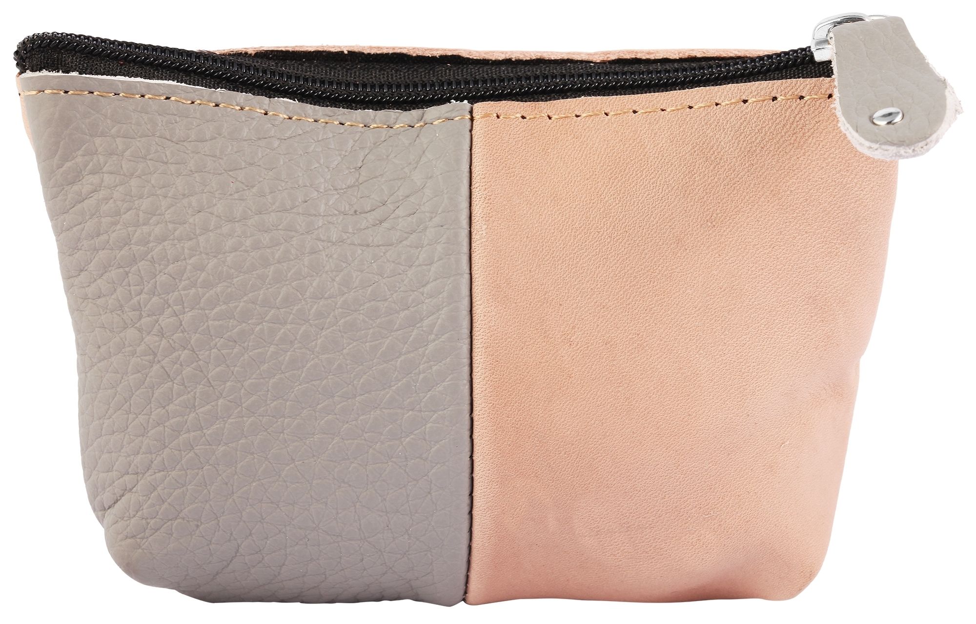Excellanc Schlüsselbeutel aus Echtleder, grau/beige