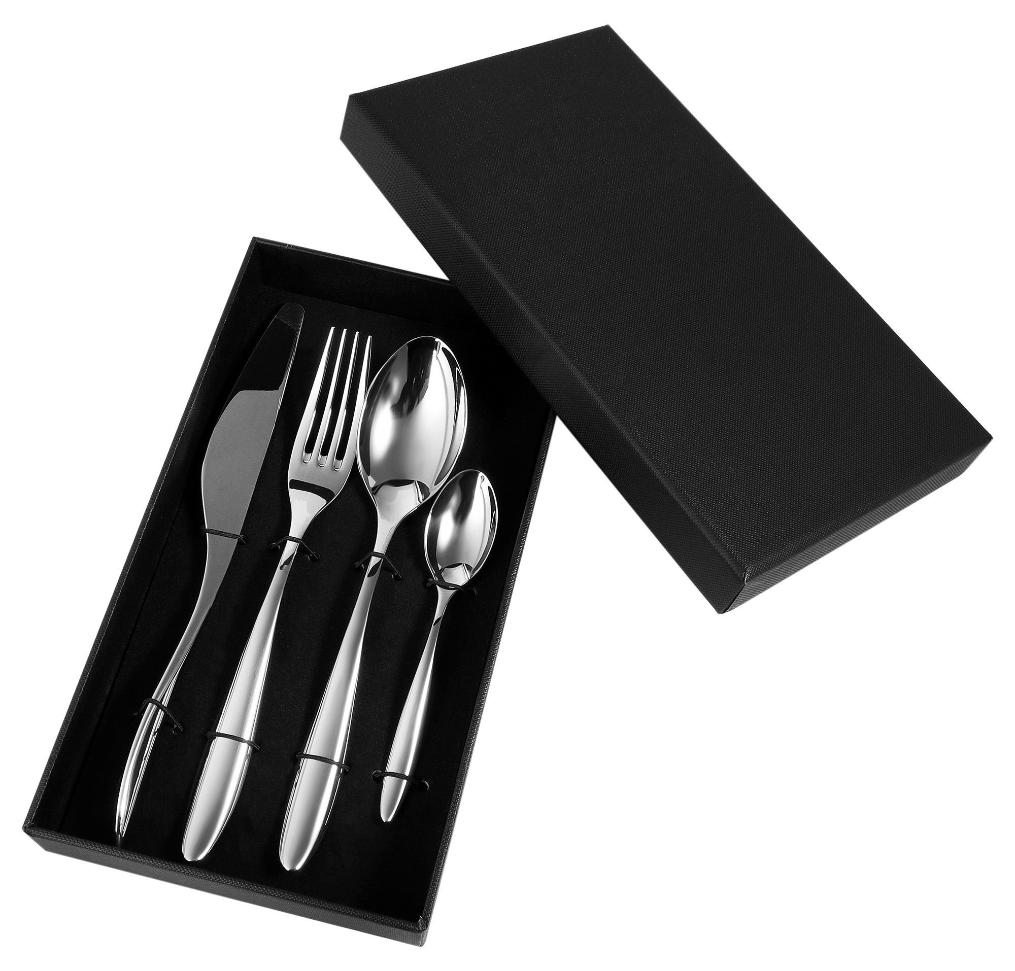 Hochwertiges Besteckset aus Edelstahl, 4-teilig, gravierbar