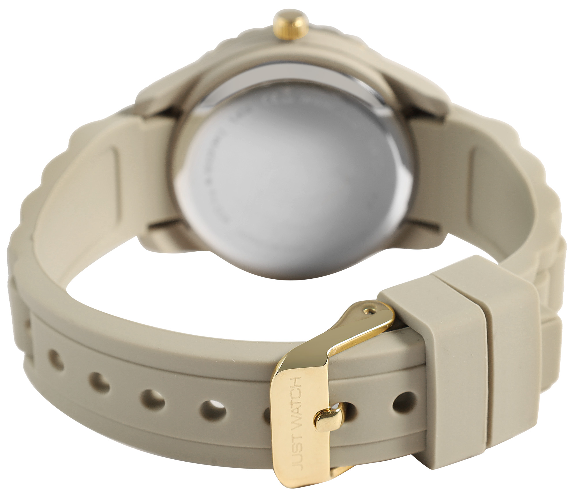 JUST WATCH Damenuhr "Kaia" mit Silikonband, 5ATM, taupe/ goldfarben