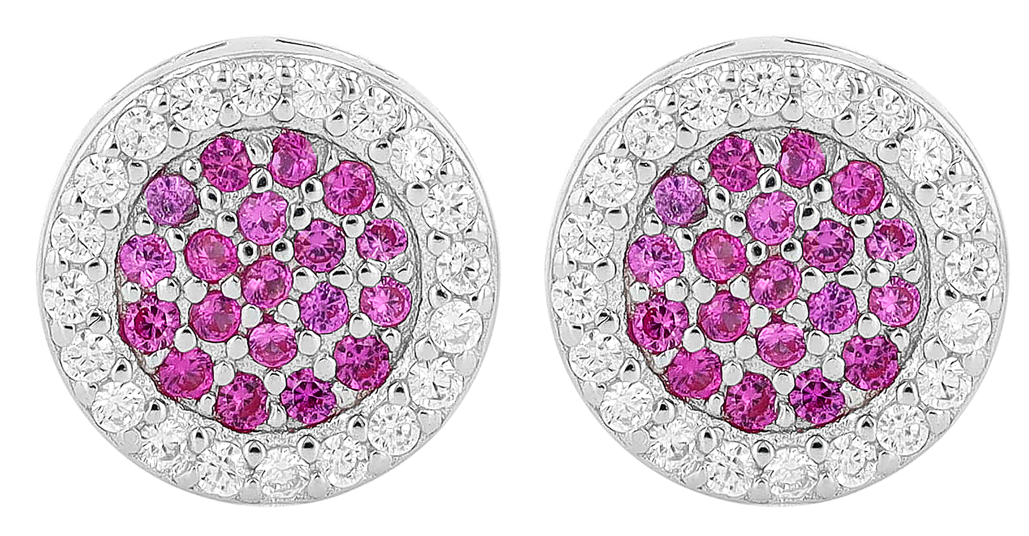 "Serane" 925/- Echt Silber Ohrstecker, Zirkonia pink, silberfaben rhodiniert