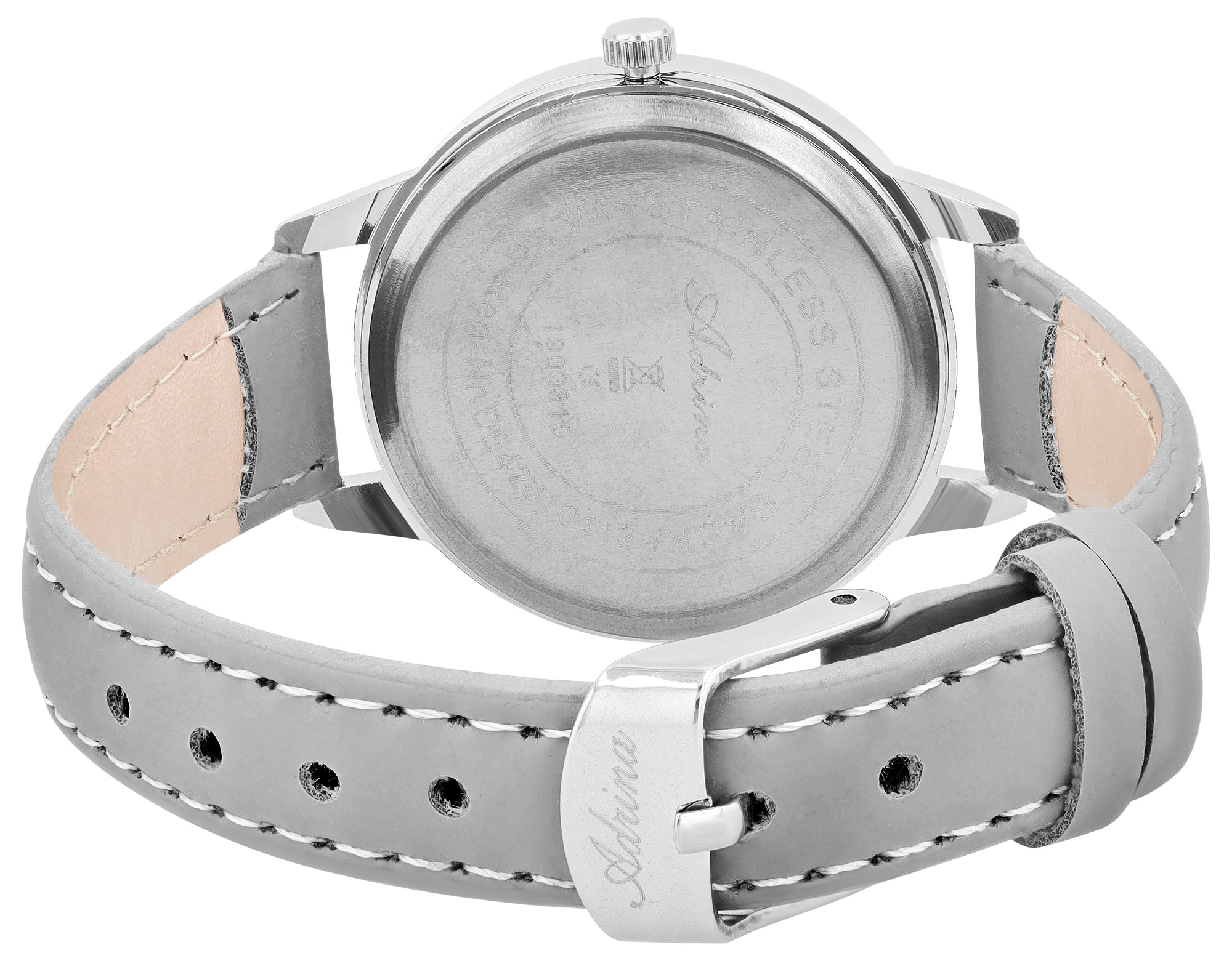 Adrina Damenuhr mit Lederimitationsband, Ø 34 mm, grau