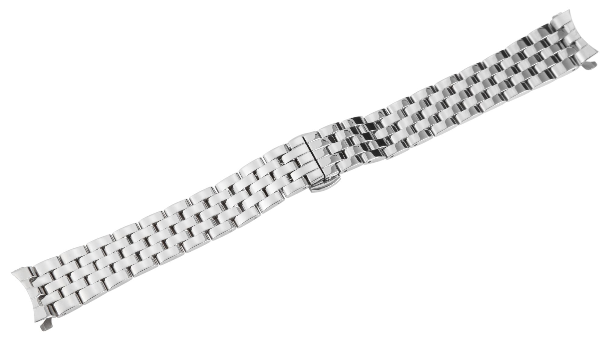 Edelstahl-Uhrenarmband, silberfarben, Butterfly-Faltschließe, 16 mm