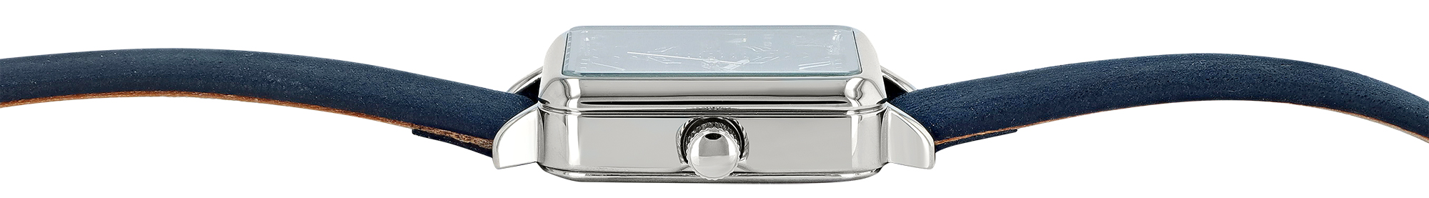 JUST WATCH Damenuhr "Aveline" mit Echtlederband, eckiges Design, blau/ silberfarben
