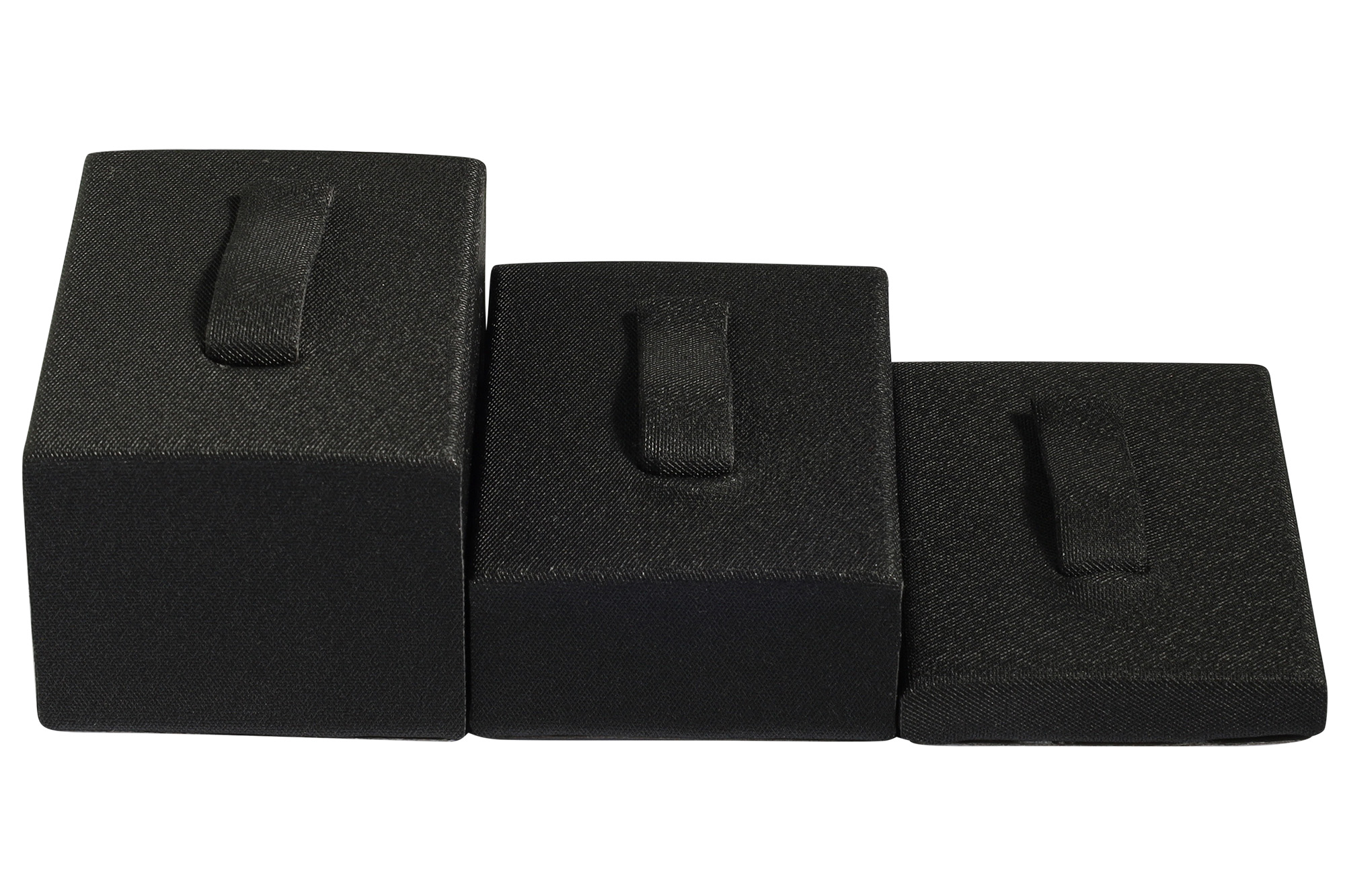 3er Set Ringaufsteller (Dekoserie Soft), PU-bezogen, schwarz