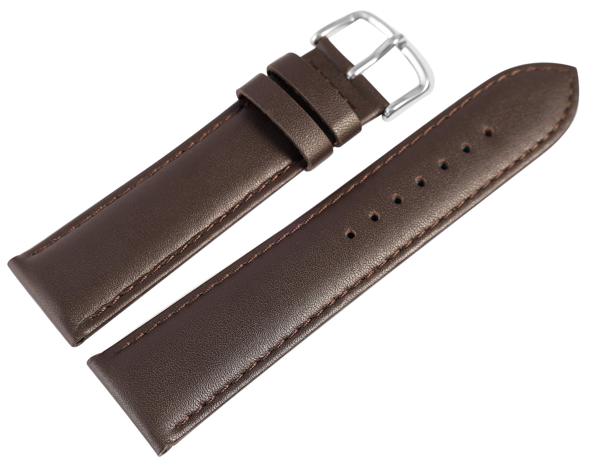 Uhrenarmband aus Echt Leder in dunkelbraun, 22 mm
