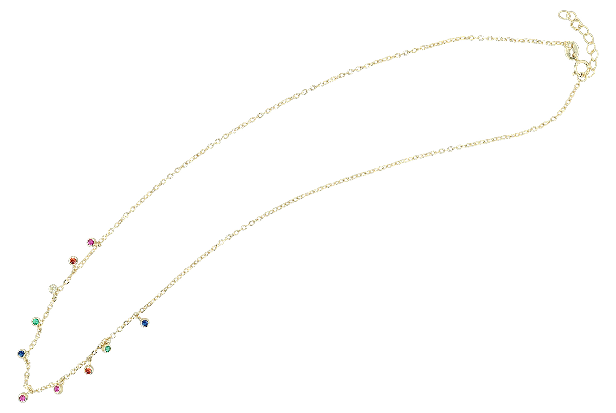 "Amaly" 925/- Echt Silber Kette mit Anhänger (bunte Zirkone), vergoldet