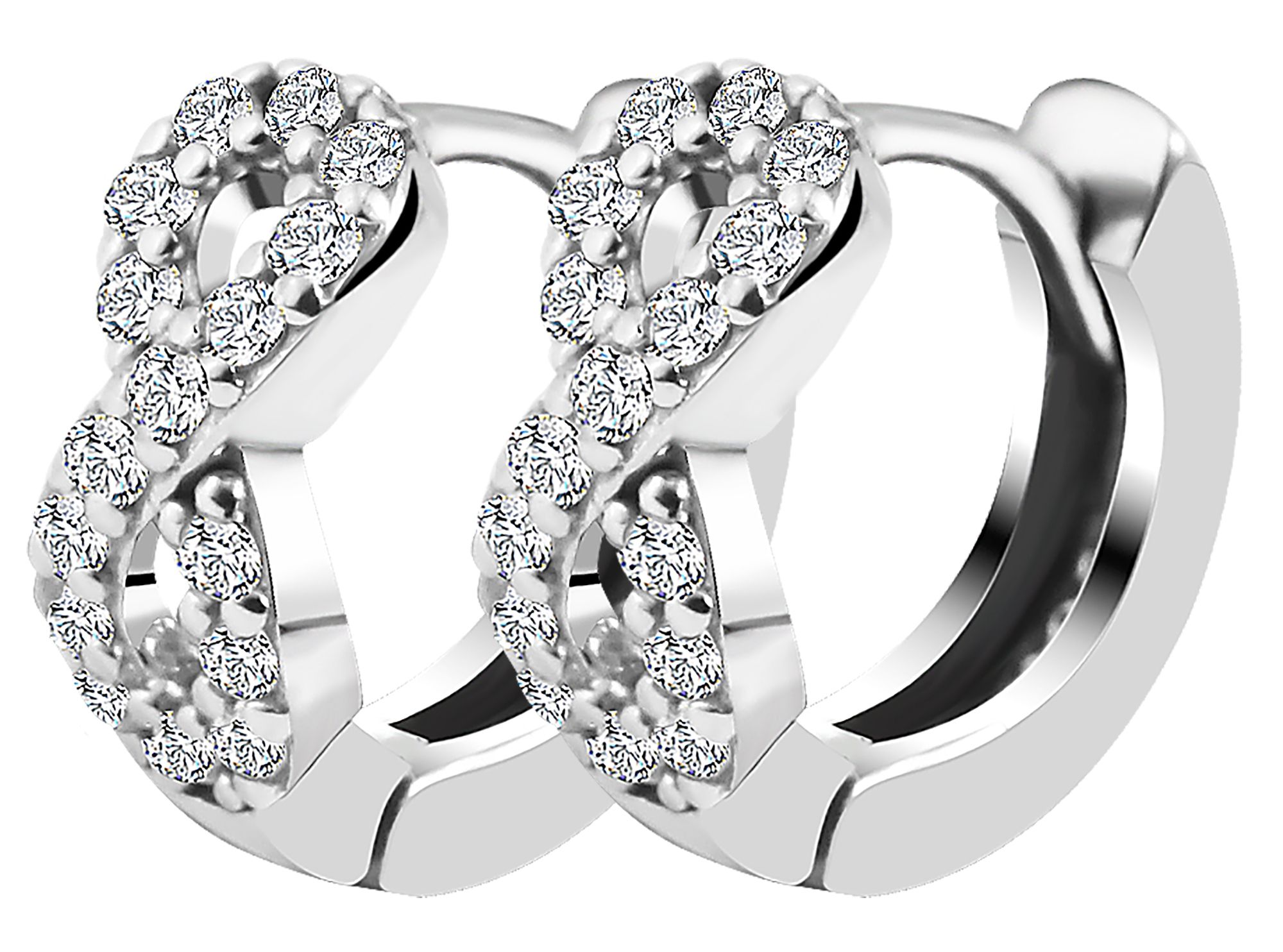 "Adira" 925/- Echt Silber Creolen, Infinity, Zirkonia, silberfarben/ rhodiniert