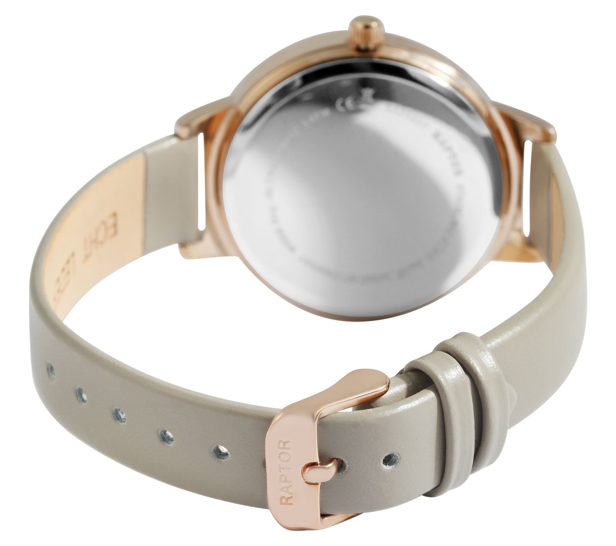 Raptor Damenuhr "Tess" mit Echtlederarmband, taupe/roségoldfarben
