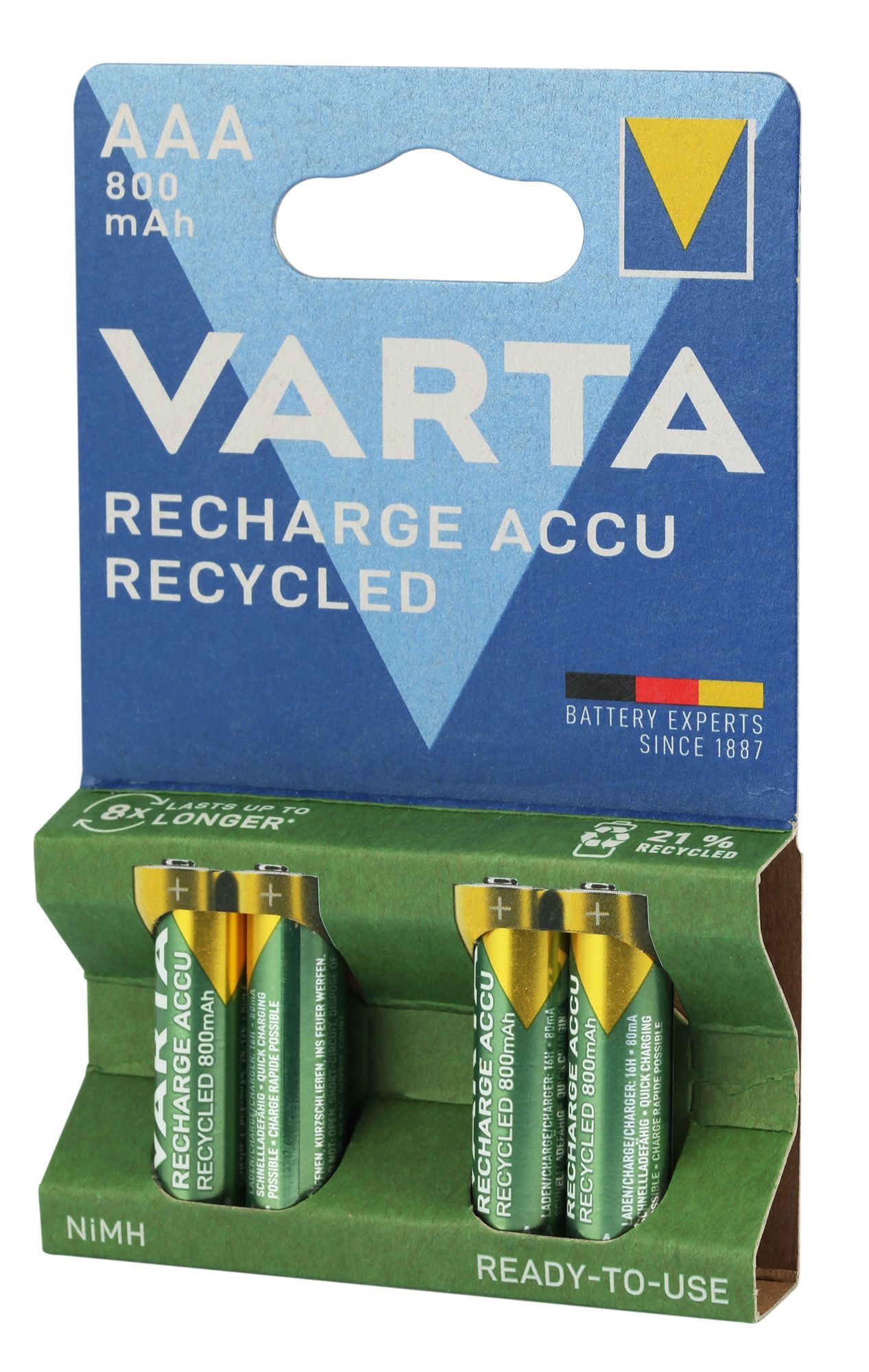 VARTA RECHARGE ACCU Recycled AAA 800mAh, 4er Blister