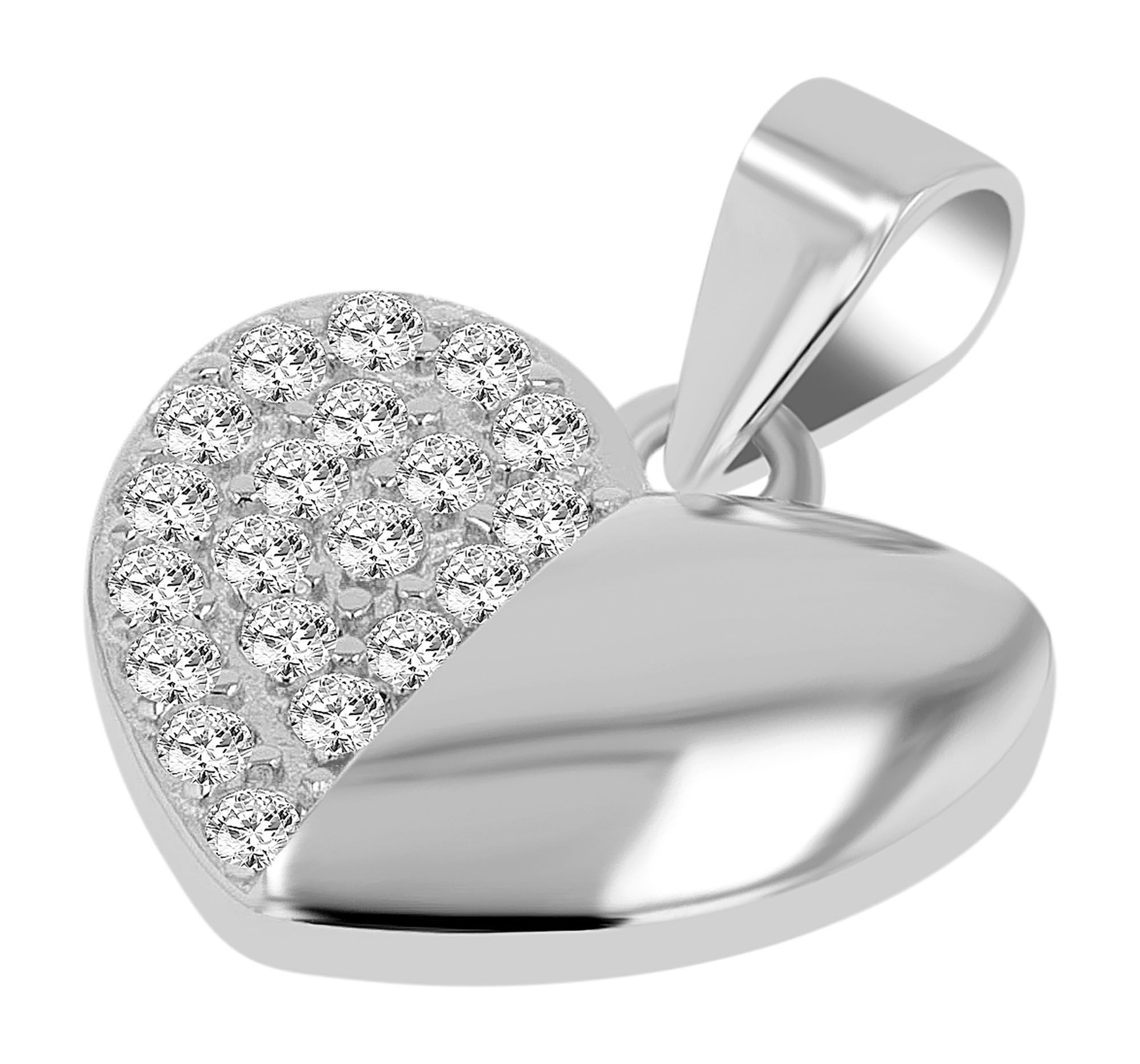 925/- Echt Silber Schmuckset "Lio", Herzdesign, Ohrstecker & Anhänger, rhodiniert