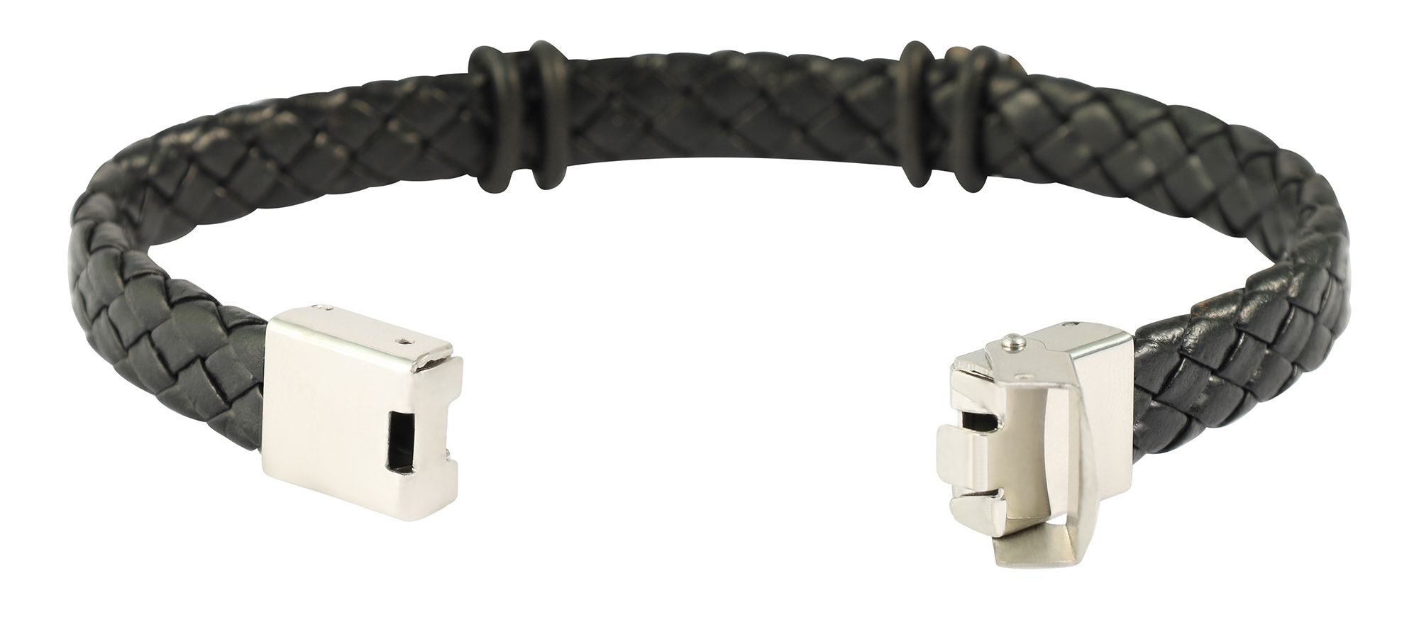 "Neil" 17 cm, Armband aus Lederimitat mit Edelstahlelementen, Herzschlag