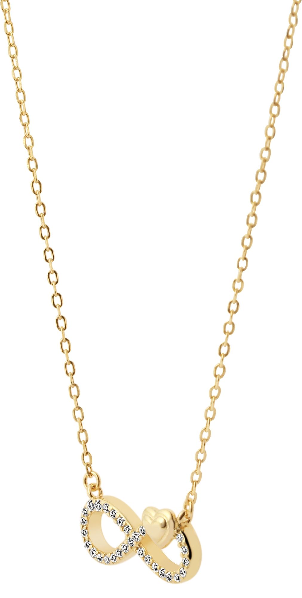 "Jihan", 925/- Echt Silber Halskette mit Anhänger Infinity mit Zirkonia, vergoldet, 42 cm