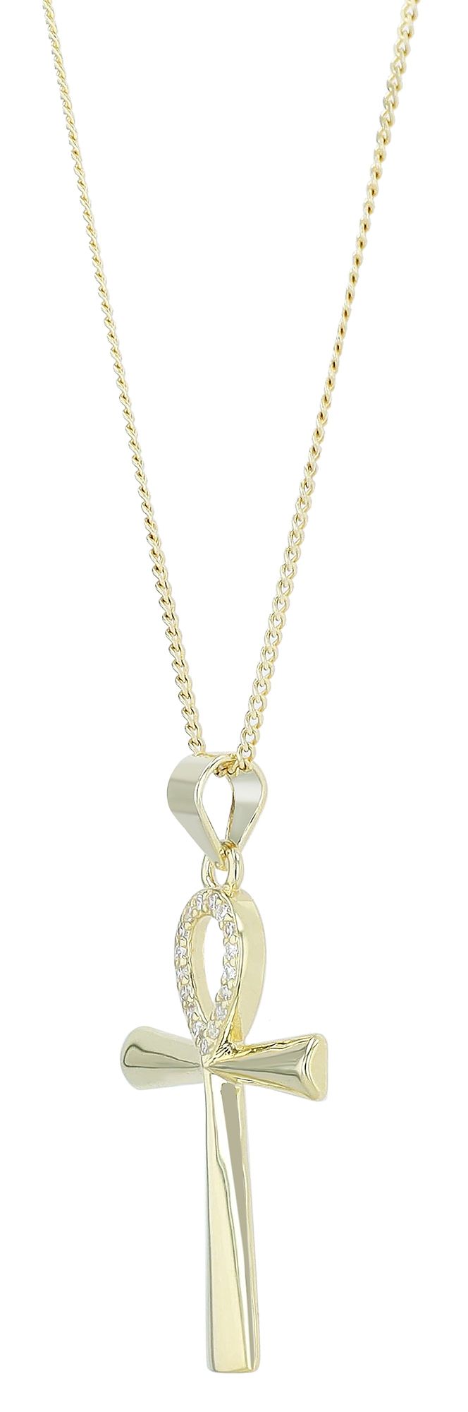 "Ankh", 925/- Echt Silber Anhänger mit Zirkonia, vergoldet
