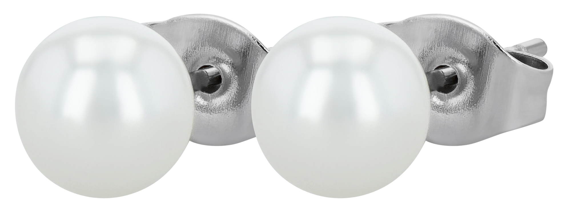Edelstahl Ohrstecker, Perle, silberfarben