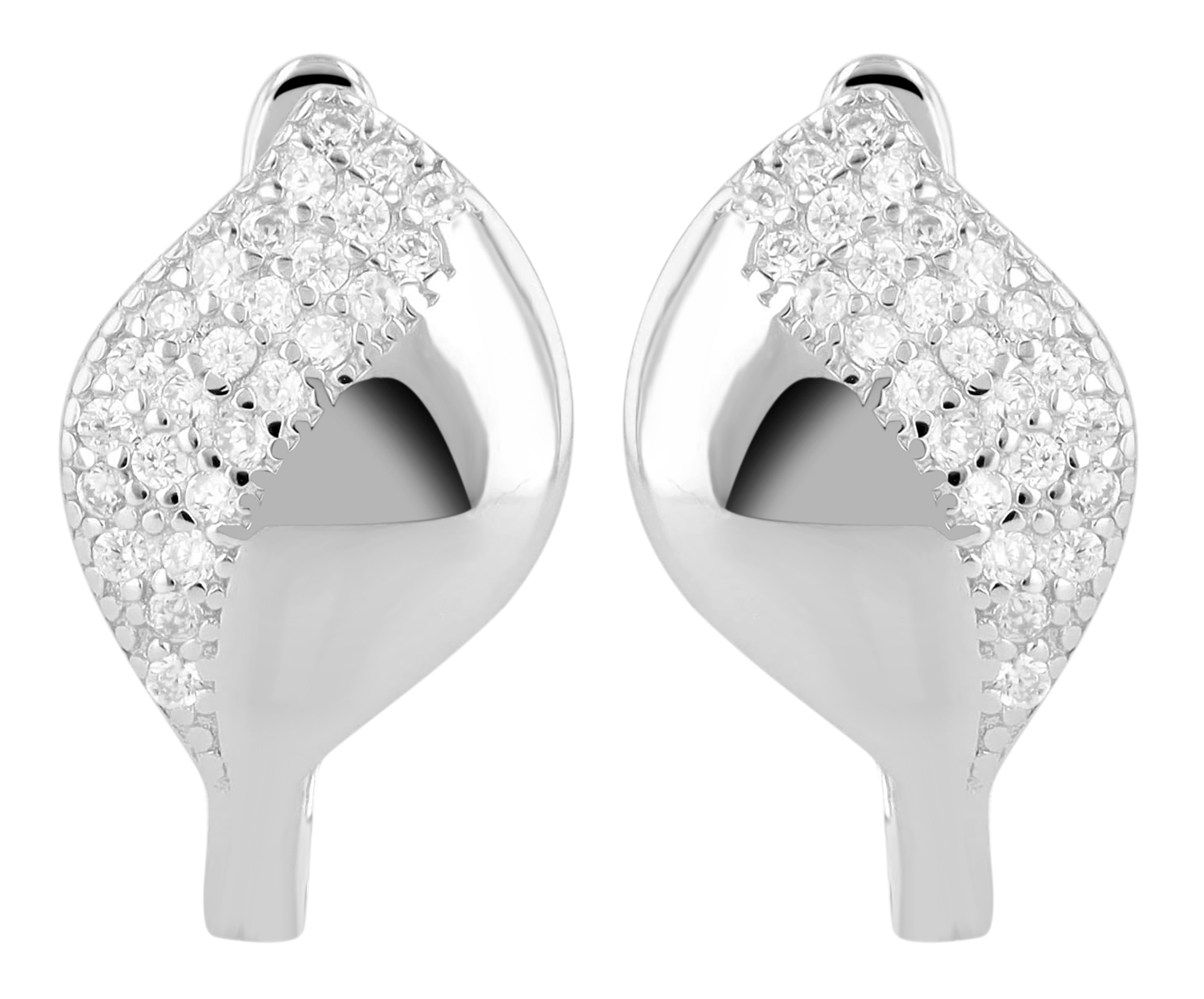 "Azima" 925/- Echt Silber Creole mit Zirkoniabesatz, silberfarben rhodiniert