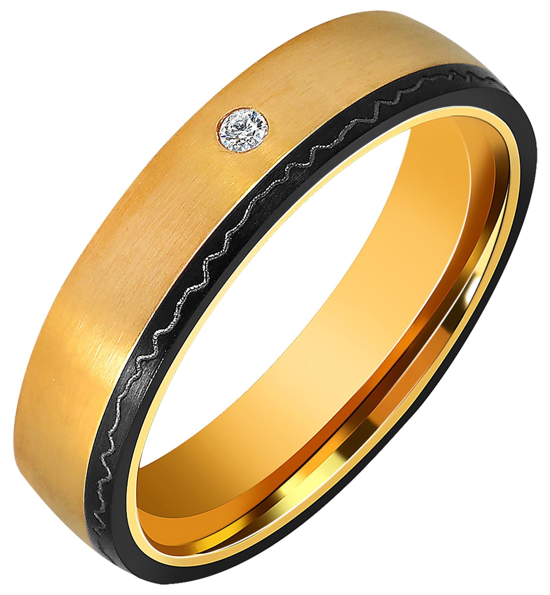 "Fusion Gold" Edelstahl Damen Partnerring, bicolor, Gr 52