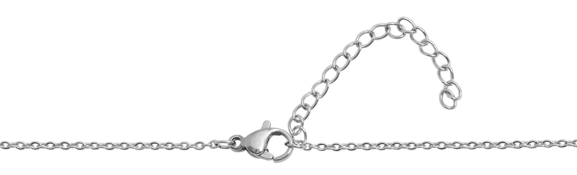 Akzent Edelstahl Schmuckset Kette + Ohrstecker, Kreis/ Herz, matt, silberfarbig