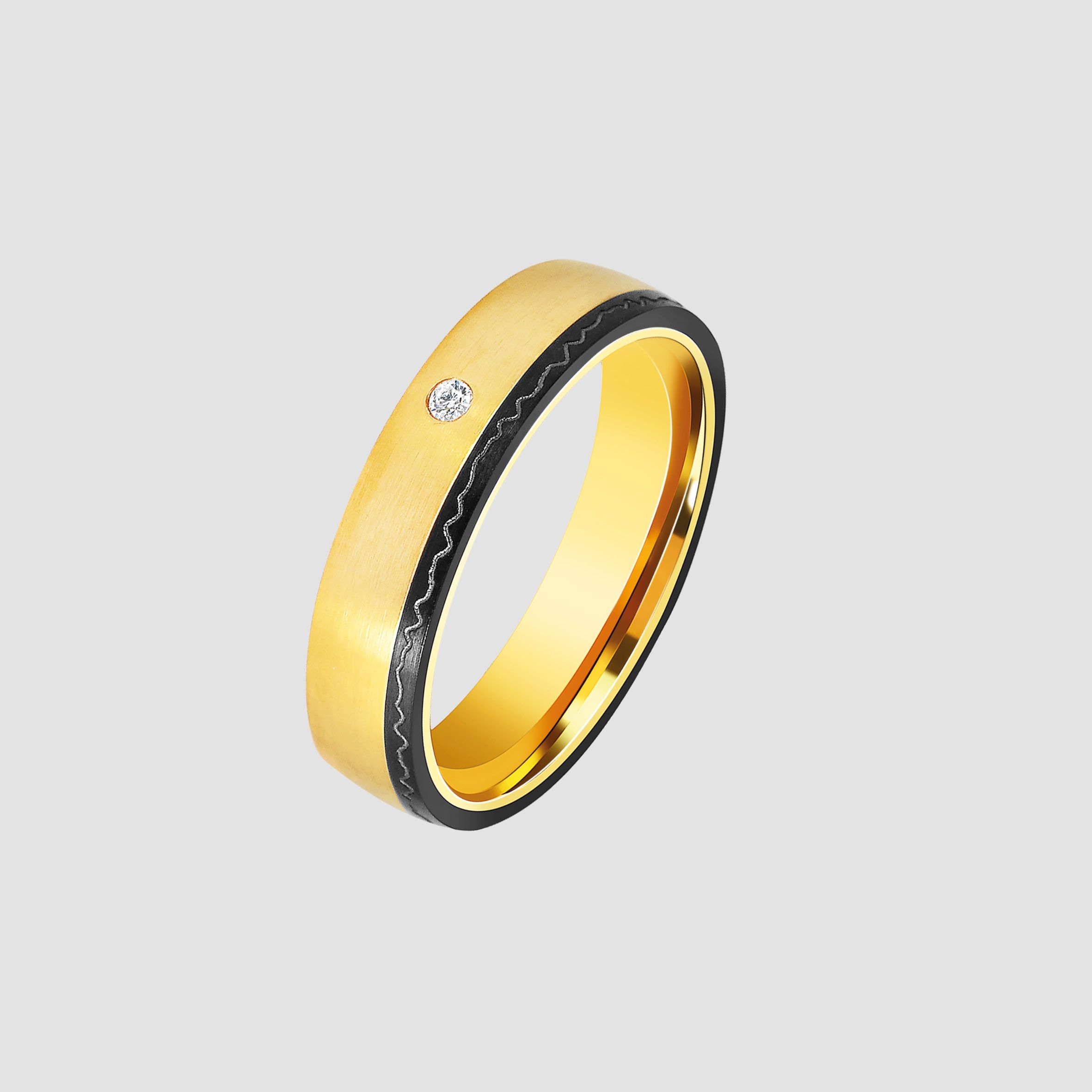 "Fusion Gold" Edelstahl Damen Partnerring, bicolor, Gr 58
