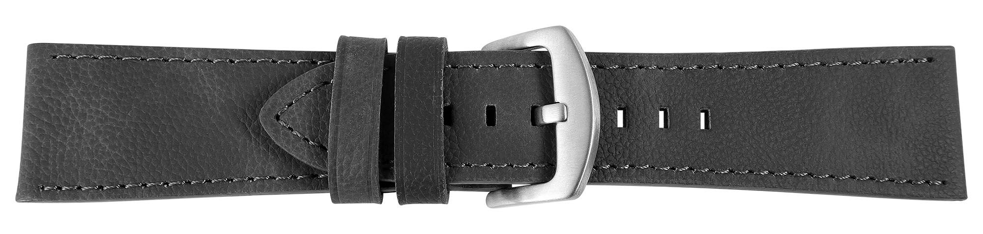 Echtleder-Uhrenarmband "super-soft", dunkelgrau, Naht, 22 mm