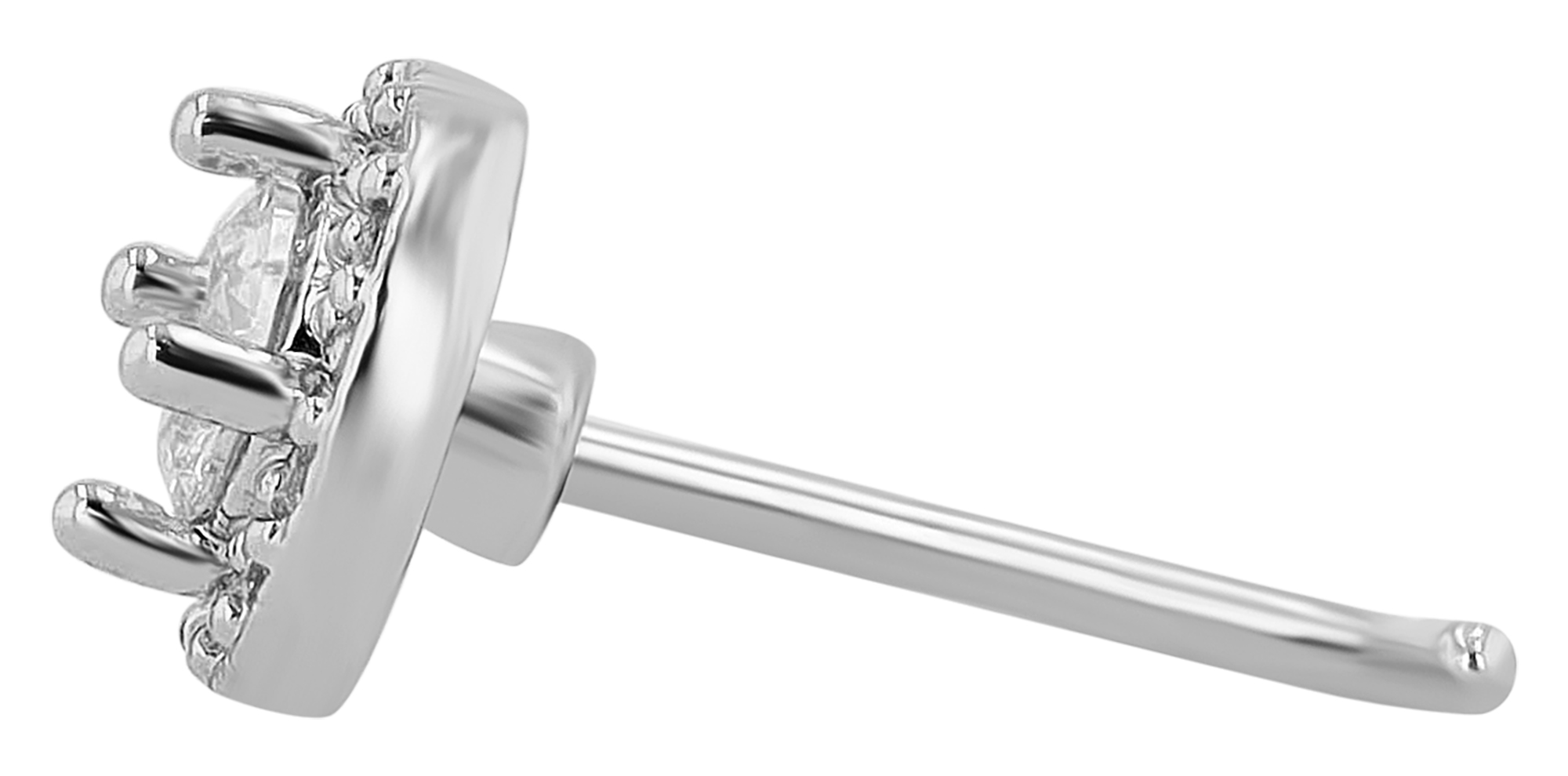 "Palila"" Nasenpiercing aus Edelstahl, L-Form, Ø 0,9mm/ Stablänge 7,5 mm, silberfarben