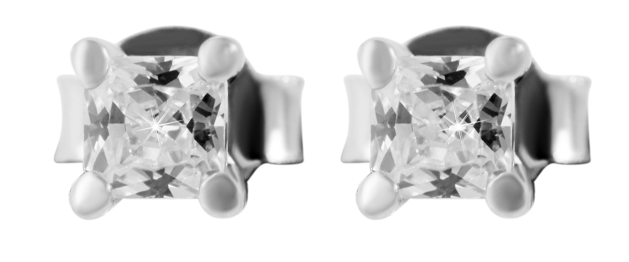 "Gina" 925/- Echt Silber Ohrstecker, Zirkonia in Krappenfassung, silberfarben rhodiniert