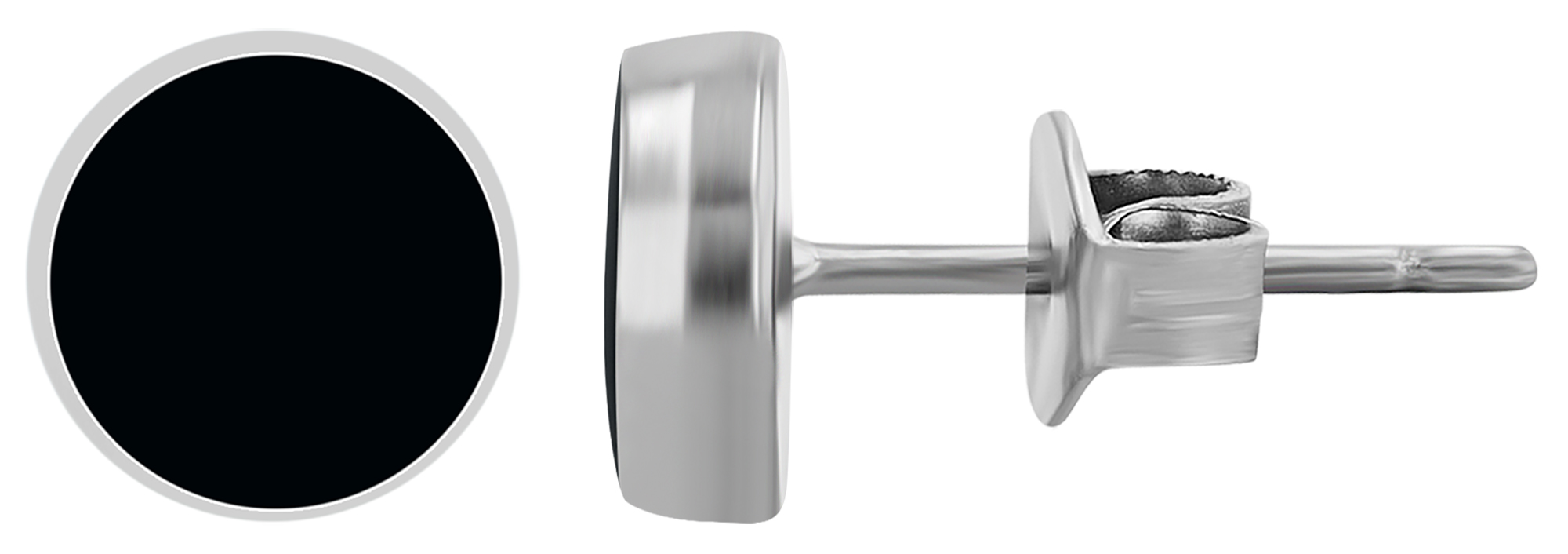"Jimmy", Titan Ohrstecker, Ø 7 mm/ 2,5 mm, silberfarben/ schwarz