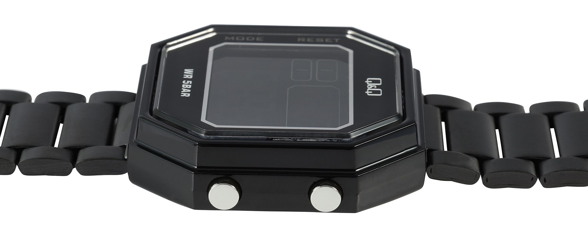 Q&Q Digitaluhr mit Gliederarmband, 5 ATM, schwarz