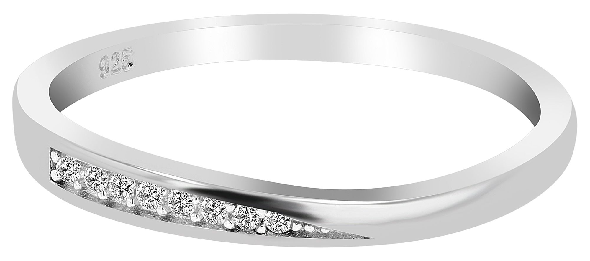 925 Echt Silber Ring mit Zirkoniabesatz, 925/ rhodiniert, Gr. 58