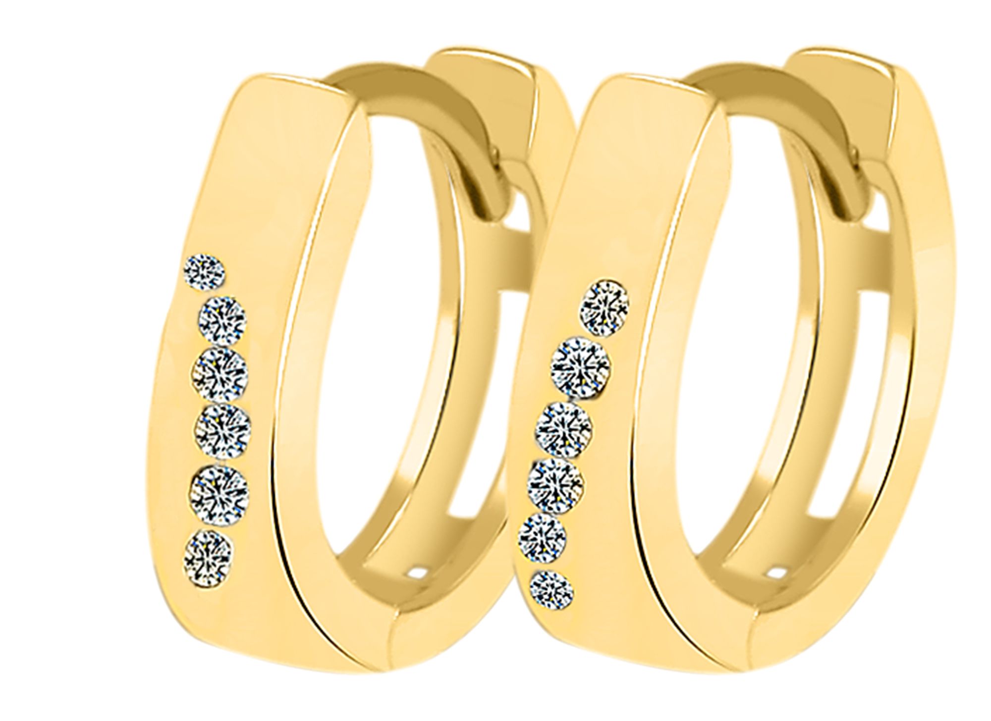 333/- Gold "Aada" Klapp-Creolen, Zirkoniabesatz, Gelbgold, 8 Karat
