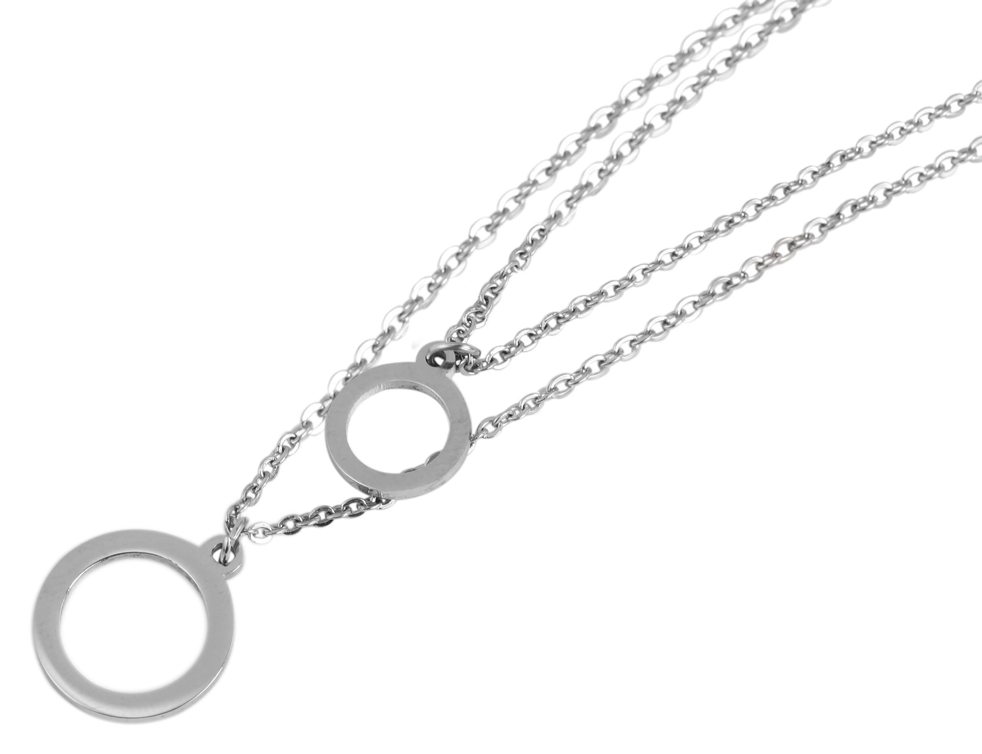 Edelstahl Schmuckset, Kette 43 + 5cm mit Anhänger + Ohrringe, doppelreihige Kette, silberfarbig