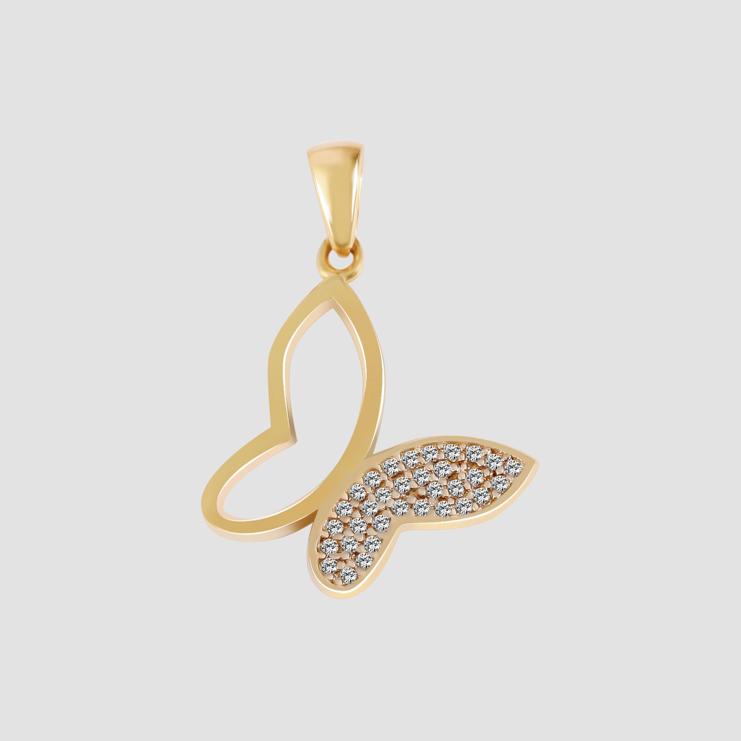 375/- Gold Anhänger "Brinja" ohne Kette, Schmetterling mit Zirkoniabesatz, 9 Karat, Gelbgold