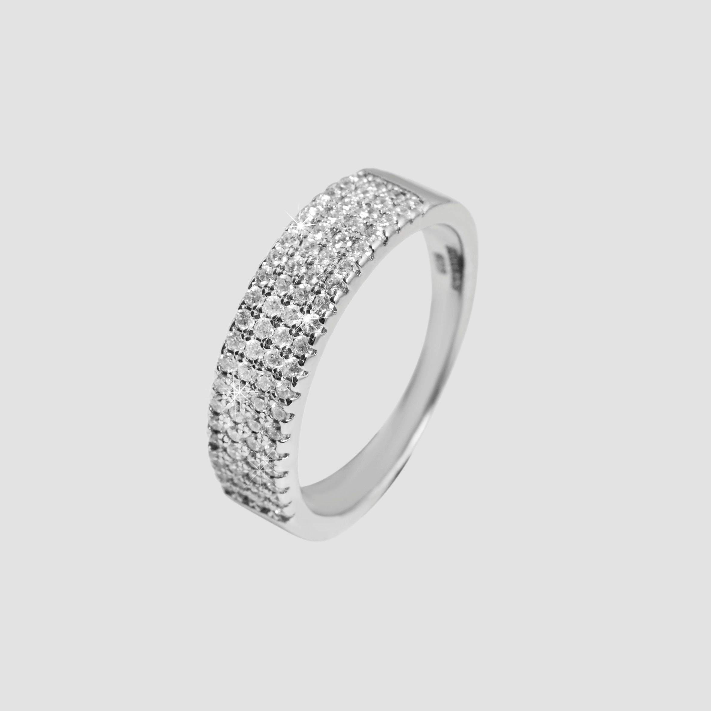 925/- Echt Silber Ring "Chimalis" mit Zirkoniabesatz, 925/rhodiniert, Gr.52