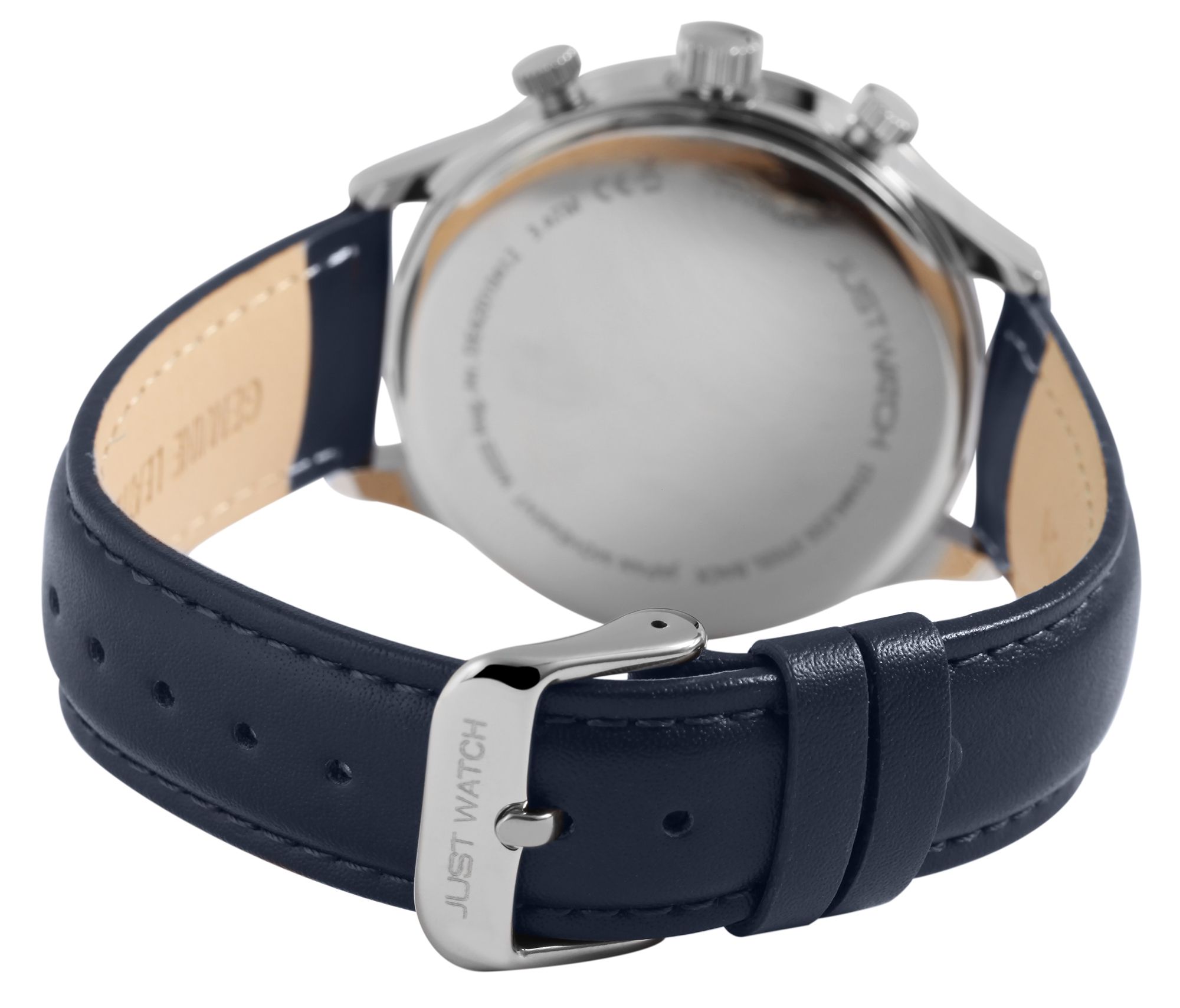 Just Watch Herrenuhr mit Echtlederarmband, blau/silberfarben