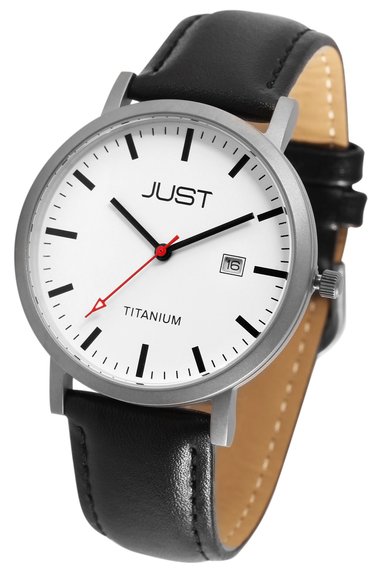 Just Titan Herrenuhr "Keenan" mit Echtlederband, 5 ATM, schwarz/weiß