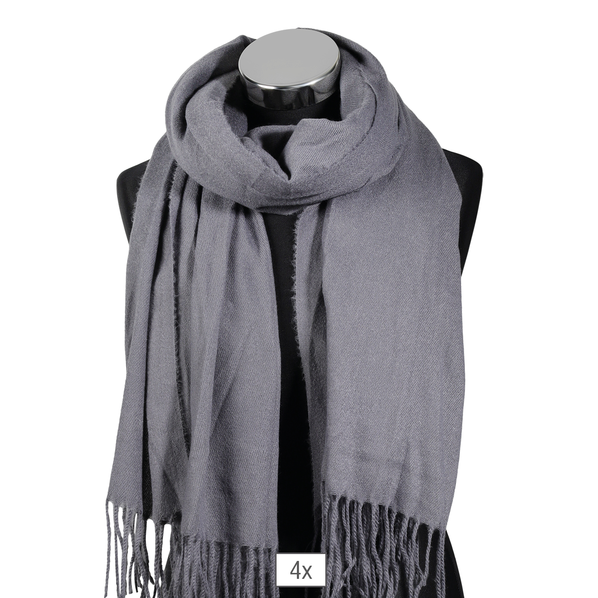 Winterschal, unifarben Grau, 100% Viskose, VE 4