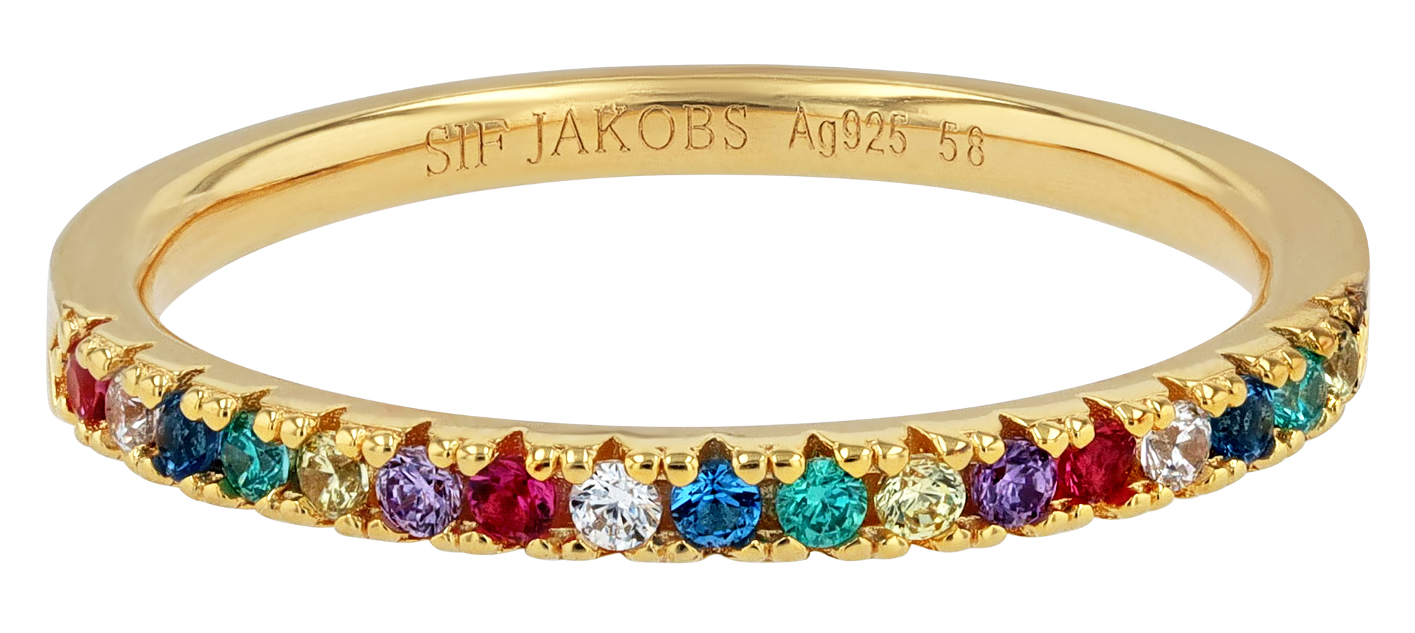 Sif Jakobs Jewellery 925/- Echt Silber Ring "Ellera" Gr 58, Zirkonia (bunt), vergoldet
